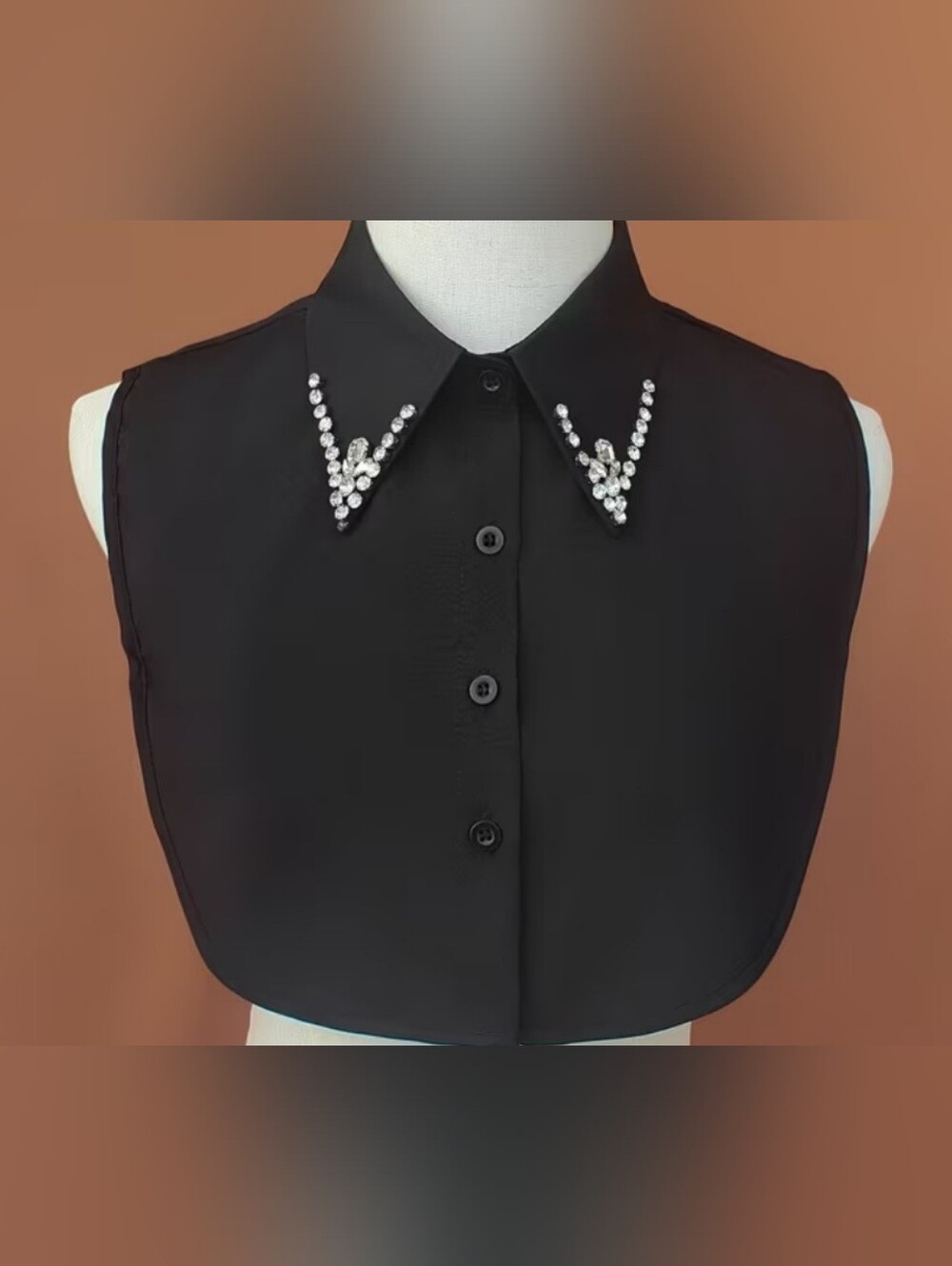Black Detachable Collar with Rhinestone Embellishments